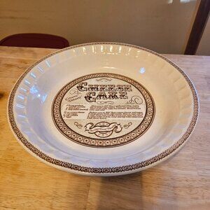 vintage ceramic pie dish specifically for baking cheesecake with full recipe